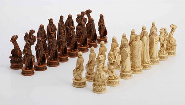Veronese Design 3 1/4 Inch Viking Chessmen Set Hand Painted Resin Wood Ivory Finish Statue Home Decor