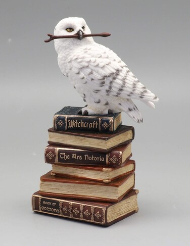 Veronese Design 5 1/2 Inch Magic Wand Snowy Owl On Book Stack Hand Painted Resin Statue Home Decor