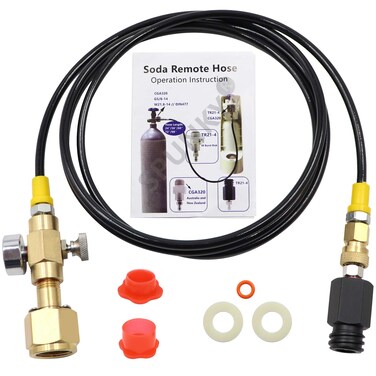 Upgrade CGA320 to TR21-4 Soda maker Co2 Tank Cylinder Direct Adapter with 60 inches High-Pressure Hose, Soda Maker direct Connector for Soda Club (Gauge and bleed valve) adapte with fizzi/onetouch/jet