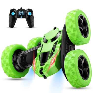 RC Car Toys Remote Control Stunt Car for 6-12 Year Old Boys RC Cars 360 Degree Flips Double Sided Rotating 4WD 2.4Ghz Outdoor Toys Car for Kids Birthday Gifts (Green)