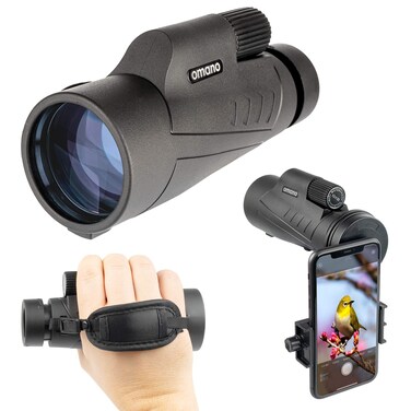 Omano Smithsonian 12x50 Monocular Telescope with Smartphone Adaptor &ndash; Monoculars for Adults - High Powered Telescope &ndash; Ideal Monocular for Bird Watching and Nature Enthusiasts &ndash; HD monocular telescope