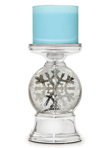 3-Wick Candle Holder Compatible with White Barn Bath &amp; Body Works 3-Wick Candles - Water Globe Musical Snowflake Pedestal (Candle NOT Included)