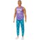 Barbie Ken Fashionistas Doll #165 with Sculpted Brown Hair Wearing Purple &ldquo;Malibu&rdquo; Top, Blue Starred Joggers &amp; White Shoes, Toy for Kids 3 to 8 Years Old