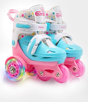 Adjustable Roller Skates for Kids Girls Ladies with Light Up Flash LED Wheels(Age 3-9),Three-Point Type Balance,Gift Box Packing for Toddlers,Children,Youth, Teenagers