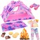Ecore Fun 11 Items 18 inch Girl Dolls Camping Tent Set and Accessories Including 18 Inch Doll Camping Tent Clothes Set Campfire Chocolate Biscuit Binoculars etc
