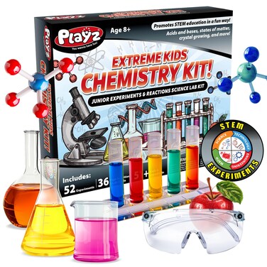 Playz 52 Extreme Kids Chemistry Experiments Set - STEM Activities &amp; Science Kits for Kids Age 8-12 with 51+ Tools - Discovery Science Educational Toys &amp; Gifts for Boys, Girls, Teenagers &amp; Kids