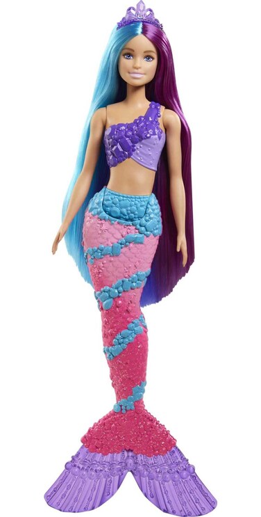 Barbie Dreamtopia Doll, Mermaid Toys, Pink Ombre Tail &amp; Extra-Long Fantasy Hair with Brush, Tiaras &amp; Styling Accessories