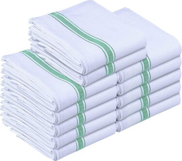 Utopia Towels Green Dish Towels [12 Pack - 15 x 25 Inches] 100% Ring Spun Cotton Highly Absorbent &amp; Reusable Cleaning Bar, Tea, Kitchen and Dishcloths Set - 200 GSM