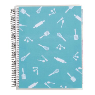 Erin Condren Spiral Coiled Recipe Prompted Notebook - Metallic Wet-Erase Interchangeable Designer Cover with 160 Pages, 80 Sheets of Heavy 80# Paper