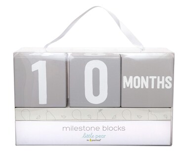 Baby Keepsake Milestone Blocks, Growth Marker Blocks, Baby Age Photo Prop, Gray &amp; White, Wooden