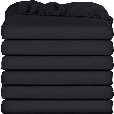 Utopia Bedding Queen Fitted Sheets - Bulk Pack of 6 Bottom Sheets - Soft Brushed Microfiber - Deep Pockets - Shrinkage &amp; Fade Resistant - Easy Care (Black)
