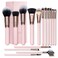 SIXPLUS Travel Makeup Brushes with Case, 15 Pcs Pink Makeup Brush Set Professional for Foundation Powder Concealer Eyeshadow Blush, Covers, Best Make Up Brush Kit Gift for Women Girlfriend Mom