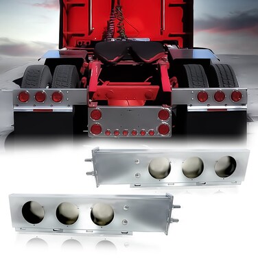 30" Chrome Mud Flap Hanger w/Light Cutouts Spring Loaded 2 1/2 Bolt Pattern