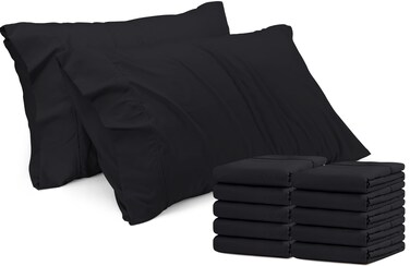 Utopia Bedding Queen Pillow Cases - Pack of 12 - Envelope Closure - Soft Brushed Microfiber Fabric - Shrinkage and Fade Resistant Pillow Covers Queen Size 20 X 30 Inches (Black)