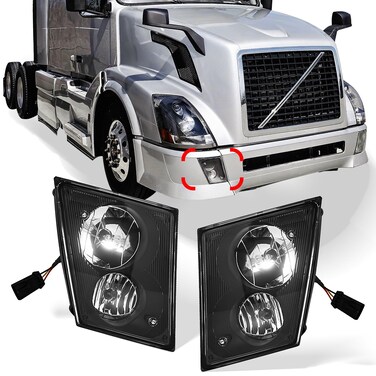 Fog Light for Volvo VNL VN (2004-2015) Truck,Front DRL Lamp with Bulbs Fog Lights Assembly Replacement Waterproof Clear for Volvo VNL VN Driver&amp;Passenger Left&amp;Right Universal Side (A Pair)