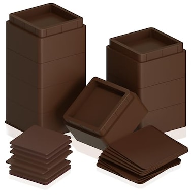 Utopia Bedding Bed Risers 2 Inch - Pack of 8 - Adjustable Furniture Risers 2 &amp; 4 inch - Anti Slip Foam &amp; Rubber Pad - Stackable Bed Lifts Risers Heavy Duty for Sofa, Bed, Table, Couch &amp; Chair (Brown)