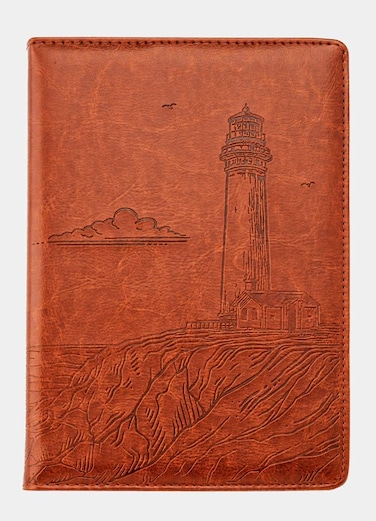 SOHOSPARK Lighthouse Refillable Faux Leather Journal, 6x8.7 Vegan Lined Writing Journal for Women or Men