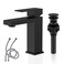 KENES Matte Black Single Handle Bathroom Sink Faucet, Stainless Steel Vanity Faucet for Bathroom Sink, with Pop Up Drain Stopper &amp; Water Supply Hoses LJ-9031-2