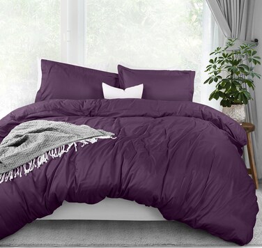 Utopia Bedding Duvet Cover Queen Size - 1 Comforter Cover with 2 Pillow Shams - 3 Pieces Bedding Duvet Cover with Zipper Closure - Soft Brushed Microfiber, 90 X 90 Inches (Purple)