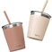 CUPKIN Toddler Straw Cup, The Original 8 oz Stackable Stainless Steel Toddler Cups, Set of 2 Powder Coated Insulated Kids Straw Cups + BPA Free Lids + Reusable Silicone Straws (Brown + Peach)