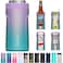 3 In 1 Insulated Universal Can Cooler - Signice Double Walled Vacuum Insulator Stainless Steel Slim Can Cooler for 12 Oz Skinny Tall Standard Regular Can Beer Bottle (Glitter Purple Blue)