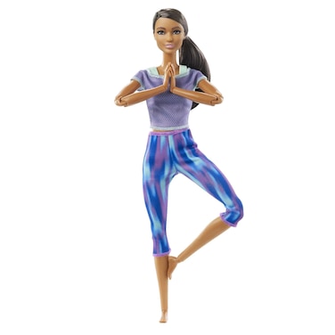 Barbie Made to Move Doll with 22 Flexible Joints &amp; Curly Brunette Ponytail Wearing Athleisure-wear for Kids 3 to 7 Years Old