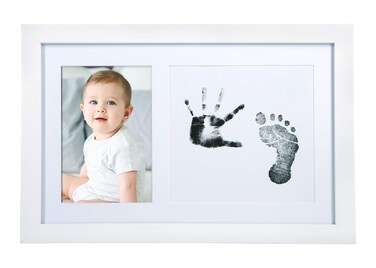 Baby Handprint &amp; Footprint Frame, Gender-Neutral Baby Prints Frame, Baby Girl or Baby Boy Prints Picture Frame, White