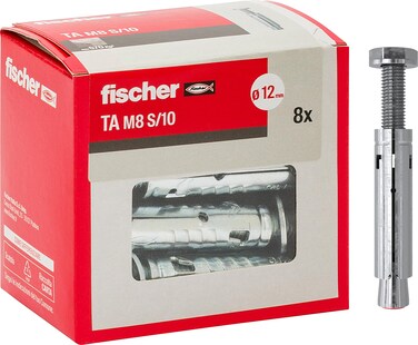 Fischer 71253 Steel TA M hex Head Screw, 10 mm Dowel Diameter, 8 Pcs, M8 + Vite, 8 Count
