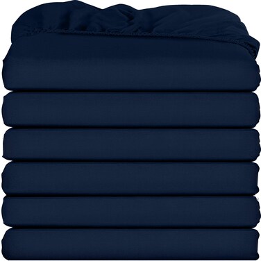 Utopia Bedding Queen Fitted Sheets - Bulk Pack of 6 Bottom Sheets - Soft Brushed Microfiber - Deep Pockets - Shrinkage &amp; Fade Resistant - Easy Care (Navy)