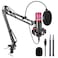 BM-800-Red USB Condenser Microphone, Cardioid Polar Pattern, 48kHz/16bit Sampling, 3.5mm Headphone Jack, Zero-Latency Monitoring, Adjustable Volume, Mute &amp; Echo, Metal Stand, 360 Rotation