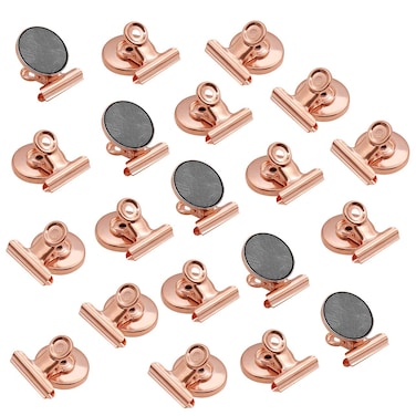 Coideal Fridge Magnetic Clips Round - 20 Pack Strong Metal Refrigerator Magnet Clip 30mm Wide Scratch-Free for Whiteboard School Teaching Office Kitchen Use (Rose Gold)