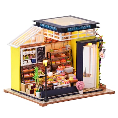 Spilay DIY Miniature Dollhouse Wooden Furniture Kit,Handmade Mini Modern Model Plus with Dust Cover &amp; Music Box,1:24 Scale Creative Doll House for Gift (Baking Honey with dust Cover Music Box)