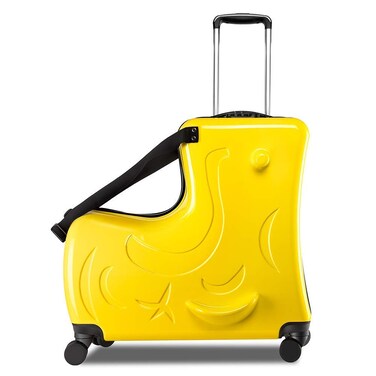 AO WEI LA OW Kids ride-on Suitcase carry-on Tollder Luggage with Wheels Suitcase to Kids aged 3-6 Years Old (Yellow, 20 Inch)