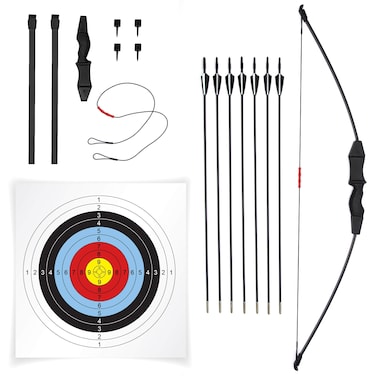JAKUNA 45" Bow and Arrow Recurve Set for Youth Beginners Bow kit for Backyard Sport Archery Set with 7 Arrows 10 Target Face 18Lb for Teens and Junior Gift Outdoor Sports