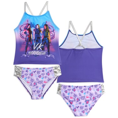 Disney Descendants Mal Evie Uma Tankini Top &amp; Swim Bottom Set