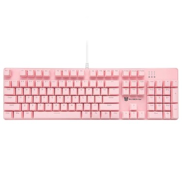 Mechanical Gaming Keyboard   Hot Swappable Mechanical Keyboard   White Backlit Keyboard with Blue Switches and 104 Keys   Wired Gaming Keyboard   Mechanical Keyboard, PC Gaming Keyboards, Pink