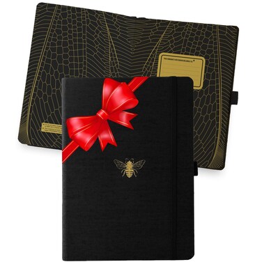 Dingbats* Pro Plain Large B5 Notebook - Black Textile Cover, Thread-Bound Writing Journal - for Work, Travel - Pocket, Elastic Closure, Bookmark