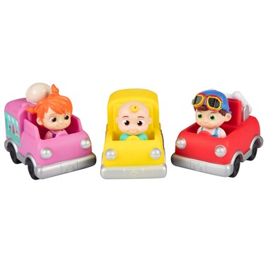 CoComelon 3" Car Vehicle 3-Pack Toy Vehicle Set - Officially Licensed - JJ, Tomtom, YoYo Figures - Easter Basket Stuffer Gift for Preschoolers, Toddlers, Kids, Boys, Girls - 2+