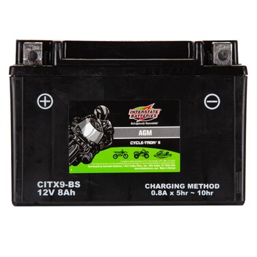 Interstate Batteries YTX9-BS 12V 8Ah Powersports Battery 130CCA AGM Rechargeable Replacement for BMW, Honda, Kawasaki Motorcycles, ATVs, Scooters (CITX9-BS)