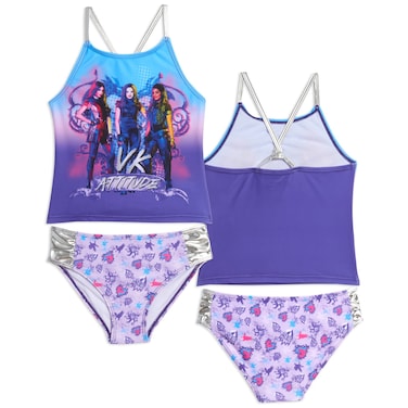Disney Descendants Mal Evie Uma Tankini Top &amp; Swim Bottom Set