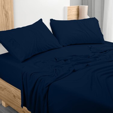 Utopia Bedding Queen Sheet Set - Jersey Knit Sheets 4 Piece Queen Jersey Sheet Set &ndash; Cotton Jersey Sheets &ndash; Soft T-Shirt Stretchy Sheets (Queen, Navy)