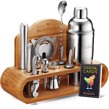Mixology Bartender Kit with Stand - 18 Piece Bar Set Cocktail Shaker Gift Set, Drink Mixer Set for Home Bar with All Bar Accessories - Bar Tool Set, Cocktail Kit, Mixology Set, Bar Kit
