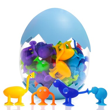 Lamlingo 36 Piece Suction Toy Construction Set with Eggshell Storage Design, Suction Cup Building Toy Bath Suction Toys for Baby 3 Year olds and Above, Compatible with Suction Building Toys Kit