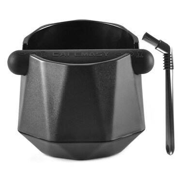 Coffee Knock Box Espresso Grounds - CAFEMASY Home Use Epsresso Accessories Unique Design Diamond Shape Mini Knock Box with Espresso Cleaning Brush