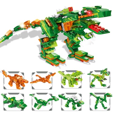 Dinosaur Building Blocks,8-in-1 Dinosaur Building Toys,391 PCS Dinotrux Building Sets for Kids,Dinosaur Building Kit,Dinosaurs Toys for Boys Ages 6-12 Year Old