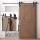 8ft Bypass Sliding Barn Door Hardware Kit for Double Doors, Easy to Install &amp; Reusable, Smoothly &amp; Quietly - Fit 1 3/8-1 3/4" Thickness Door Panel, Black-I Shape