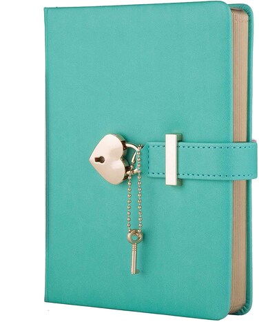Heart Shaped Lock Diary with Key PU Leather Cover Journal Personal Organizers Secret Notebook for Girls &amp; Women B6 Size 5.3x7inch (Green Diary)