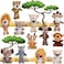 Sumind 12 Pieces Mini Stuffed Forest Animals Jungle Animal Plush Toys 4.8 Inch Cute Elephant Lion Giraffe Tiger Plush for Animal Themed Parties Achievement(Sitting, Standing)