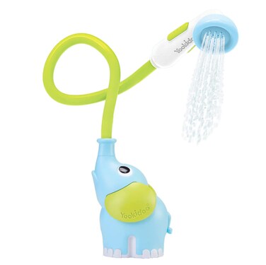 Yookidoo Baby Bath Shower Head - Elephant Water Pump with Trunk Spout Rinser - Control Water Flow from 2 Elephant Trunk Knobs for Maximum Fun in Tub or Sink for Newborn Babies (Blue)
