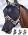 Harrison Howard LumiVista Horse Fly Mask Long Nose with Ears UV Protection for Horse Leopard Print M Cob